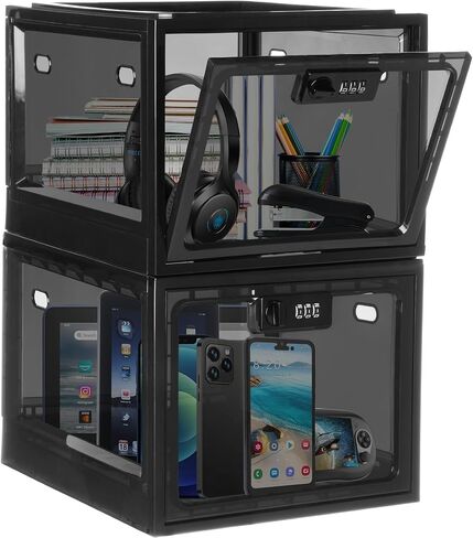 Lalifebuss Combination Lock Boxes for Personal Items, Lockable Storage Box for Office Locker/School/Medicine/Snacks/Phone Jail/Electronic/Home (1 Pack/Black) in Saudi Arabia