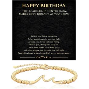 Happy Birthday Wave Charm Bracelet for Women The Waves of Life We've Through Together Birthday Gifts Idea Wave Bracelet for Gramma Mother Sister Friend in Saudi Arabia