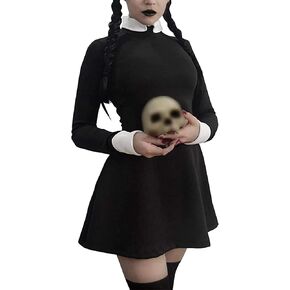 LVCBL Women Halloween Dress Cosplay Customes Colar Long Sleeve Vintage Gothic Dress