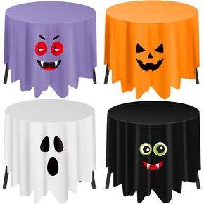 4 Pack Round Halloween Tablecloth 70 Inch Vampire Bat Ghost Pumpkin Table Cloths Halloween Polyester Washable Table Covers for Kitchen Dining Room Halloween Party Decorations in Kuwait