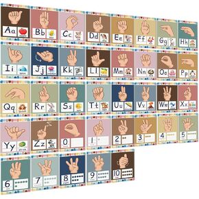 37 Sign Language Posters - Children's Sign Language Poster Alphabet Poster Toddler Sign Language Poster Classroom Decoration ASL Poster ASL Alphabet Sea (Bohemia)