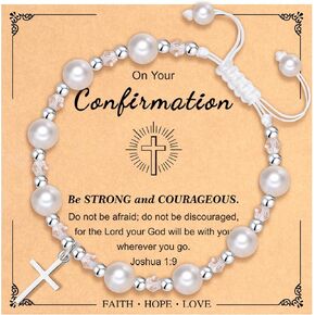 Paderast Cross Bracelet for Her, Baptism First Holy Communion Confirmation Gifts for Her, Christening Christian Jewelry Gifts for Women Granddaughter Daughter Niece Catholic
