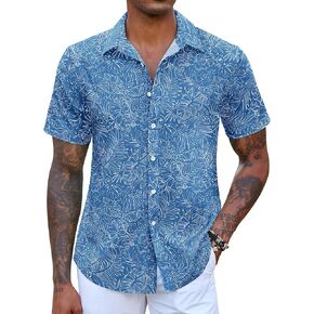 COOFANDY Mens Hawaiian Shirts Short Sleeve Button Down Aloha Shirt Casual Beach Clothes