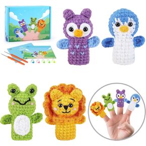Crochet Kit for Beginners -Cat Crochet Kit with Step-by-Step Video Tutorials, Beginner Crochet Kit for Adults, Crochet Animal Kit for Kids, 2 PCS Long Cat Bookmark Crocheting Set (Orange & Gray)