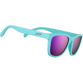 goodr Electric Dinotopia Carnival Polarized Sunglasses for Men & Women, Light Teal Solid Frames with Purple Reflective Lens, UV400 Protection, No Slip
