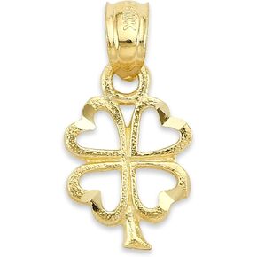 Solid Gold Four Leaf Clover Pendant Available in 10k or 14k