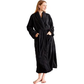 Women's Plush Fleece Bathrobe, Warm and Fluffy Sherpa, Soft Dot Jacquard Robe