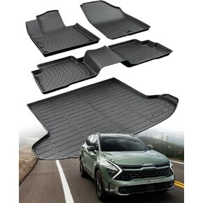 Floor Mats for Kia Sportage 2023 2024 2025 (Not Hybrid) 4 PCS Custom Fit All Weather Vehicle TPE Rubber Car Floor Liner Front Rear Cargo Trunk Full Set for Sportage Interior Accessories