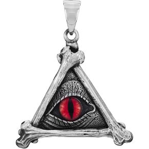 VY JEWELRY MASONIC EYE – Solid 925 Sterling Silver Red or Blue All Seeing Eye Pendant for Men and Women