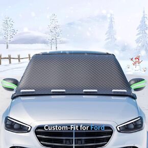 Custom fit for Ford Windshield Snow Covers, 8 Layers WAaterproof Windproof Protection, Frost Defense, Ice, Sun, Snow, UV, Designed for Ford Accessories (for Ford Escape)