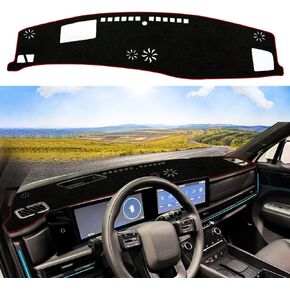 Custom Dash Cover Fit for Hyundai Santa Fe 2024 Non-Slip Interior Pad Decoration Sunshade Glare No Glare UV Rays Protector Dashboard Cover Mat Carpet(Red Edge)