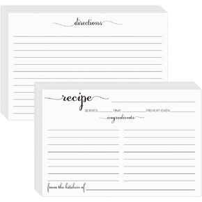 Recipe Cards 4x6 White, From the Kitchen Of 100 Pack Double Sided Cooking Recipe Cards Stock Thick Cardstock Recipe Cards with Lines for Weddings, Bridal Shower, Christmas Gifts, Baby in Kuwait