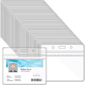 حامل شارة Happy Trees، واقي أفقي لبطاقة الهوية، حامل شارة الاسم مع سحاب قابل للإغلاق، أكمام بلاستيكية شفافة من البولي فينيل كلوريد، حقيبة اعتماد لحقيبة المرور للمكتب والمدرسة (50 حزمة) in Kuwait