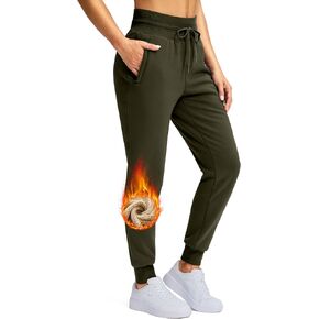 G Gradual Women's Sherpa Fleece Lined Pants with Zipper Pockets Winter Warm Joggers High Waisted Fleece Sweatpants