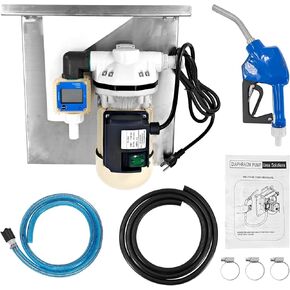 DEF Transfer Pump Kit - 10GPM/40LPM, 110VAC, 550W, with Stainless Steel Shelf, Urea Gun, K24 Flowmeter, 4m 4.3/4 Black Flowline, 2m 1 Inch Oil Pipe w/Filter