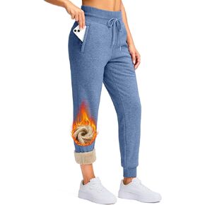 G Gradual Women's Sherpa Fleece Lined Pants with Zipper Pockets Winter Warm Joggers High Waisted Fleece Sweatpants