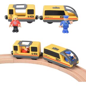 Battery Operated Trains Set for Wooden Train Track， Magnetic Train Set Compatible with Thomas, Brio, Chuggington, Electric Train for Kids Age 3 and Up
