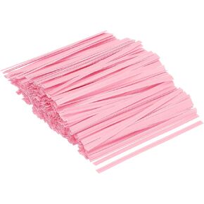 PATIKIL Twist Ties 3.5" Paper Closure Tie for Party Tying Gift Bags, Candy, Bread, Arts Crafts Pink Pack of 500
