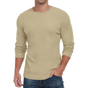 HiMONE Long Sleeve Shirts for Men Thermal Crewneck Fleece Base Layer Casual Undershirts Pullover Tops in Kuwait