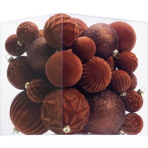Velvet Christmas Ball Ornaments Navy Blue Christmas Tree Decorations 36pcs Shatterproof Christmas Ornaments Set with 5 Styles in 3 Sizes(Small Medium Large)