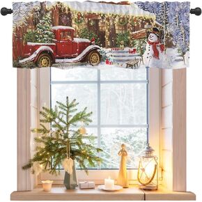 Nialnant Christmas Valances for Windows, Truck Snowman Kitchen Curtain Valances, Farmhouse Window Treatments, Christmas Rod Pocket Valance for Bathroom 54'' W x 18'' L, 1 Panel