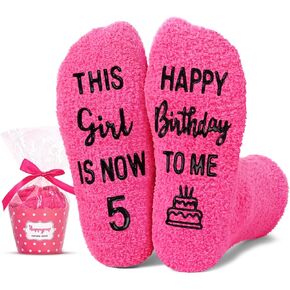 HAPPYPOP 5th Birthday Gifts for Girls - Socks for Toddlers 5t, Presents for 5 Year Old Girls, Gift Ideas for Five Year Old Girls