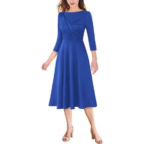 VFSHOW Womens 2024 Business Office Work Professional Elegant Slim Midi A-line Fit and Flare Dress