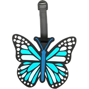 Funny Silicone Luggage Tags Cute Butterfly Suitcase Travel Bag Identifiers Personalized Labels Animal Travel Luggage Baggage Identification Labels ID Tag (Purple)