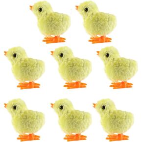 8 Pack Easter Chick Wind-Up Toys, Plush Chick Clockwork Toys Fluffy Chicken Wind Up Toys Novelty Walking Jumping Toys for Kids Easter Egg Hunt Basket Stocking Stuffer Party Favor Birthday Gift
