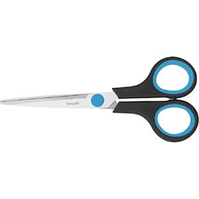 Scissors, Stainless Steel Paper Scissors, Multi-Purpose Scissors with Soft Grip Handle, Blue Black, 6 Inch