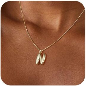 Tasiso فقاعة إلكتروني قلادة 14K مطلية بالذهب قلادة القلائد الأولية للنساء لطيف فقاعة الأبجدية قلادة مجوهرات شخصية هدية لها in Kuwait