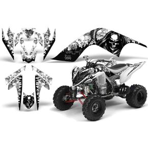 AMR Racing ATV Graphics kit Sticker Decal Compatible with Yamaha Raptor 700 2006-2012 - Reaper White