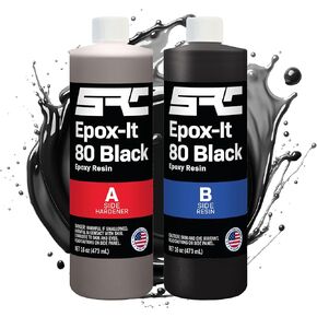 Black Epoxy Resin (32 Ounce), High-Gloss Pure Black Resin Epoxy | No Black Epoxy Dye, Black Resin Pigment, or Black Mica Powder Needed |for DIY Bubble-Free Epoxy Tabletops, Resin Art, Jewelry Making