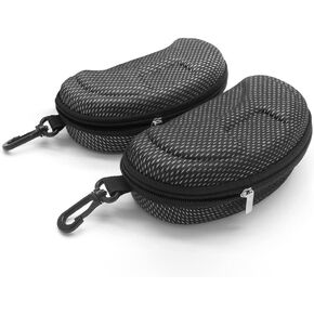 2pcs Sunglasses Case, Portable Travel Zipper Eyeglasses Case Scratch Resistant Glasses Case Hook Glasses Organiser (White)
