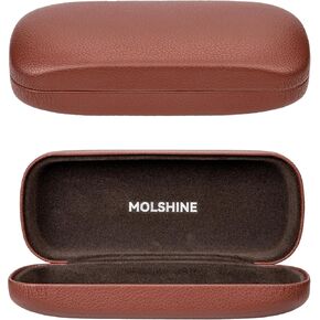 molshine Hard Shell Sunglasses Case, Classic Large Glasses Case for Women Men, Sunglass Eyeglasses (Brown)