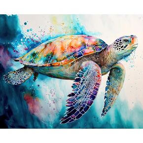 Paint by Numbers Kit for Adults Beginner sea Turtle Painting by Numbers for Adults Canvas Adults' Paint-by-Number Kits Craft Set Adults Children Painting kit 18 x 20inch