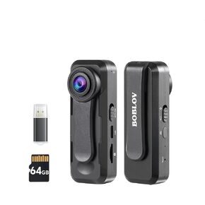 BOBLOV W1 64GB HD 1080P Body Worn Camera, Wearable Body Camera with 2 Clips, Loop Recording Video Camera, Support Time Stamp, Back Clip for Traveling, Driver, Delivery Man, Lecture Recording