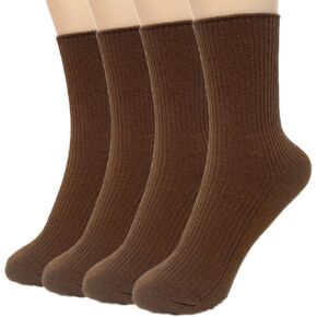 4 pairs Women's Fashion Crew Socks, Athletic Aesthetic Socks Neutral Soft Cotton for Women Granola Girls Clothes