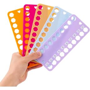 LOKUNN Embroidery Floss Organizer, 5 Color Plastic Floss Bobbin, Cross Stitch Thread Organizer and Storage, Floss Cards with 20 Holes and Label, Craft DIY Embroidery