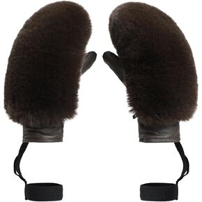 GSOU SNOW Women Ski Gloves Snowboard Gloves Faux Fur Palm Sheepskin Warm for Winter