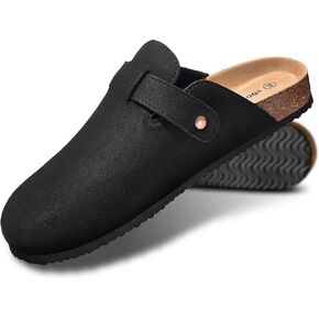 KEMISANT Men Clogs Comfortable Suede Clogs Slippers Sandals Nurse Potato Shoes Unisex-Cushioned Cork-Footbed