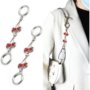 2 PCS Cherry Link Purse Making Strap Extender, 5.19Inch Bag Chain Handbag Strap Pendant Charms Women's Bag Clutch Strap Extension Alloy Swivel Clasps Bag Strap Accessories Replacement Purse