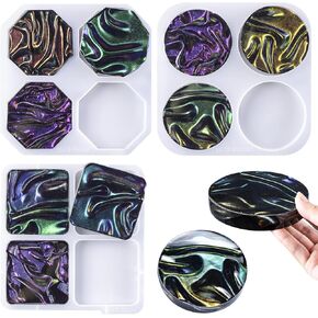 LET'S RESIN Upgraded Deeper & Larger Coaster Resin Molds, 12 Cavities Epoxy Resin Molds with 3 Pcs Round Square Hexagon Shapes, Coaster Molds for Epoxy Resin, Cups Mats, DIY Craft, Bar Coaster
