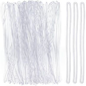 50 Pcs Luggage Tag Loops Bag Tag Loops Clear Luggage Tag Straps Plastic Name Tag Loops Worm Loops for Luggage Tags ID Tags Backpack Tags Bag Tags, 6 Inch