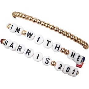 3Pcs/Set Handmade 2024 Kamala Harris Seed Beads Bracelets Merch Kamala Harris Merchandise Bracelet President Vote Campaign for Harris Supporter in Kuwait