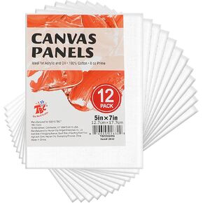 TBC The Best Crafts Painting Canvas Panel,5 X 7 Inch 12 Pack, Mini Canvas Boards for Acrylic, Oil, Gouache Painting