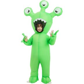 COMIN Halloween Inflatable Alien Costume Kids Cosplay Costumes Funny Ride on Blow Up Costumes Alien Suit for Teens