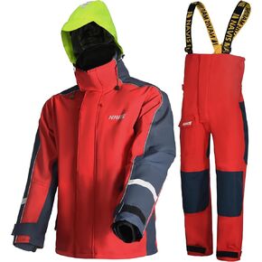 Coastal Sailing Jacket Mens Waterproof Breathable Matching Bibs Trousers Overall Foul Weather Gear Combo Set