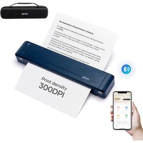 iDPRT MT888 Portable Thermal Printer Wireless for Travel,Support 8.5" X 11" US Letter Compatible with iOS, Android & Laptop,Bluetooth Mobile Inkless Printer with Case, Blue