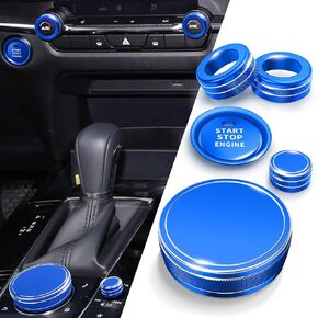 Sporty Interior Accessories for Mazda 3, CX30 2024 2023 2022 2021, CX50 2024 2023 - Air Conditioning, Multimedia Panel, Volume Knob Cover, Push Start Button Cover Trim Ring 6pcs Set (Red)